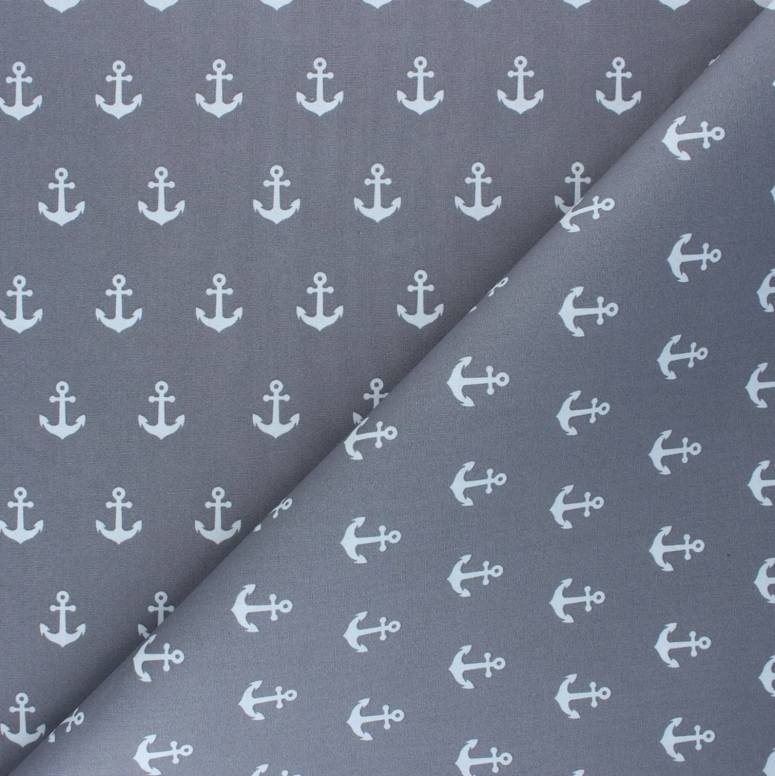 Coupon 10 cm x 150 cm Tissu coton cretonne enduit Poppy Anchor Party - gris