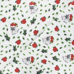 Coupon 100 cm x 148 cm Tissu coton cretonne Skull Frida Kahlo - blanc