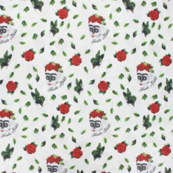 Coupon 100 cm x 148 cm Tissu coton cretonne Skull Frida Kahlo - blanc