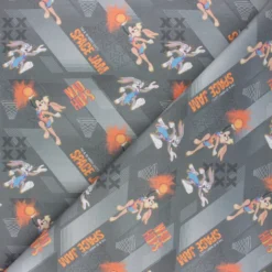 Coupon 100 cm x 140 cm Tissu coton cretonne Space Jam Mad hops - gris