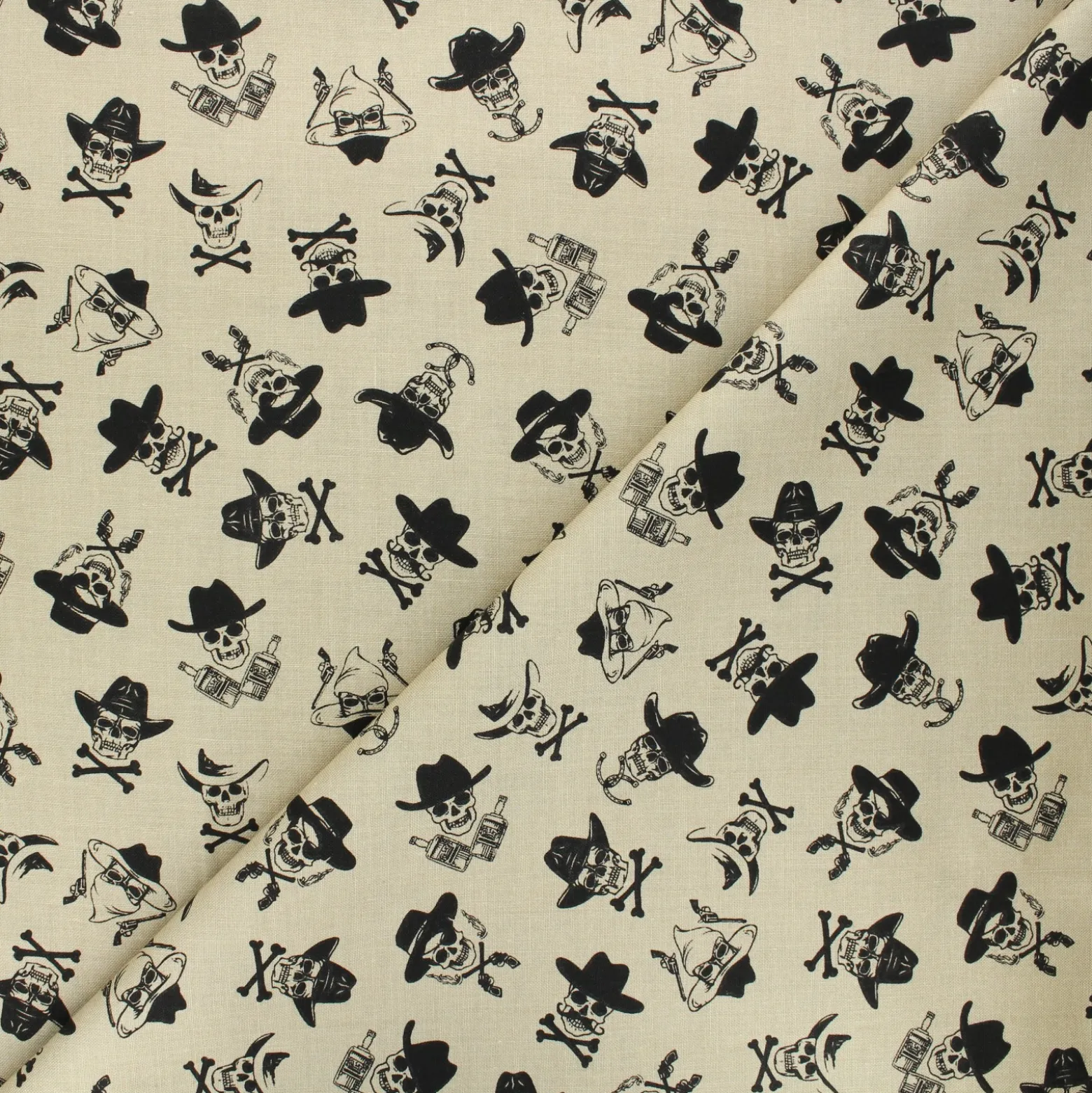 Coupon 100 cm x 110 cm Tissu coton Dear Stella Wanted - The good, the bad & the ugly - beige