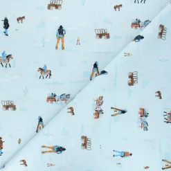 Coupon 100 cm x 110 cm Tissu coton Dear Stella Wanted - High noon - bleu