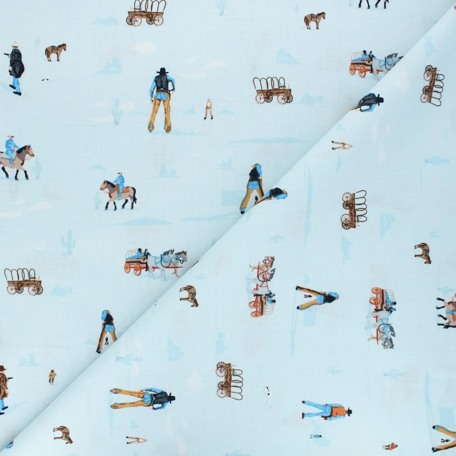 Coupon 100 cm x 110 cm Tissu coton Dear Stella Wanted - High noon - bleu