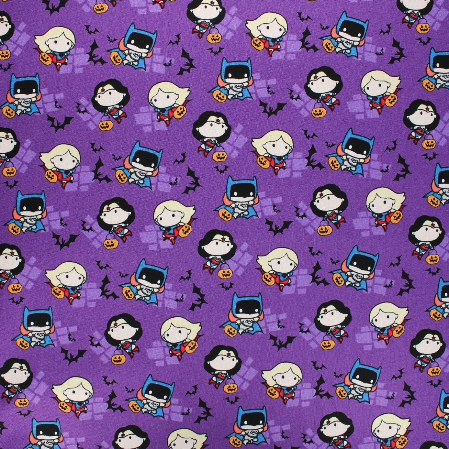 Coupon 100 cm x 110 cm Tissu coton Halloween Girl power Kawaii - violet