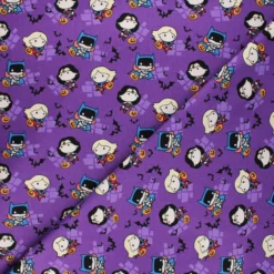 Coupon 100 cm x 110 cm Tissu coton Halloween Girl power Kawaii - violet
