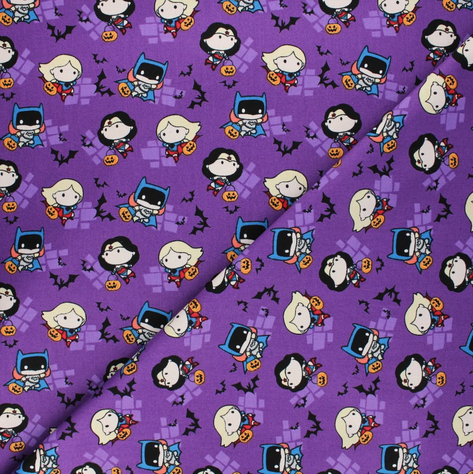 Coupon 100 cm x 110 cm Tissu coton Halloween Girl power Kawaii - violet