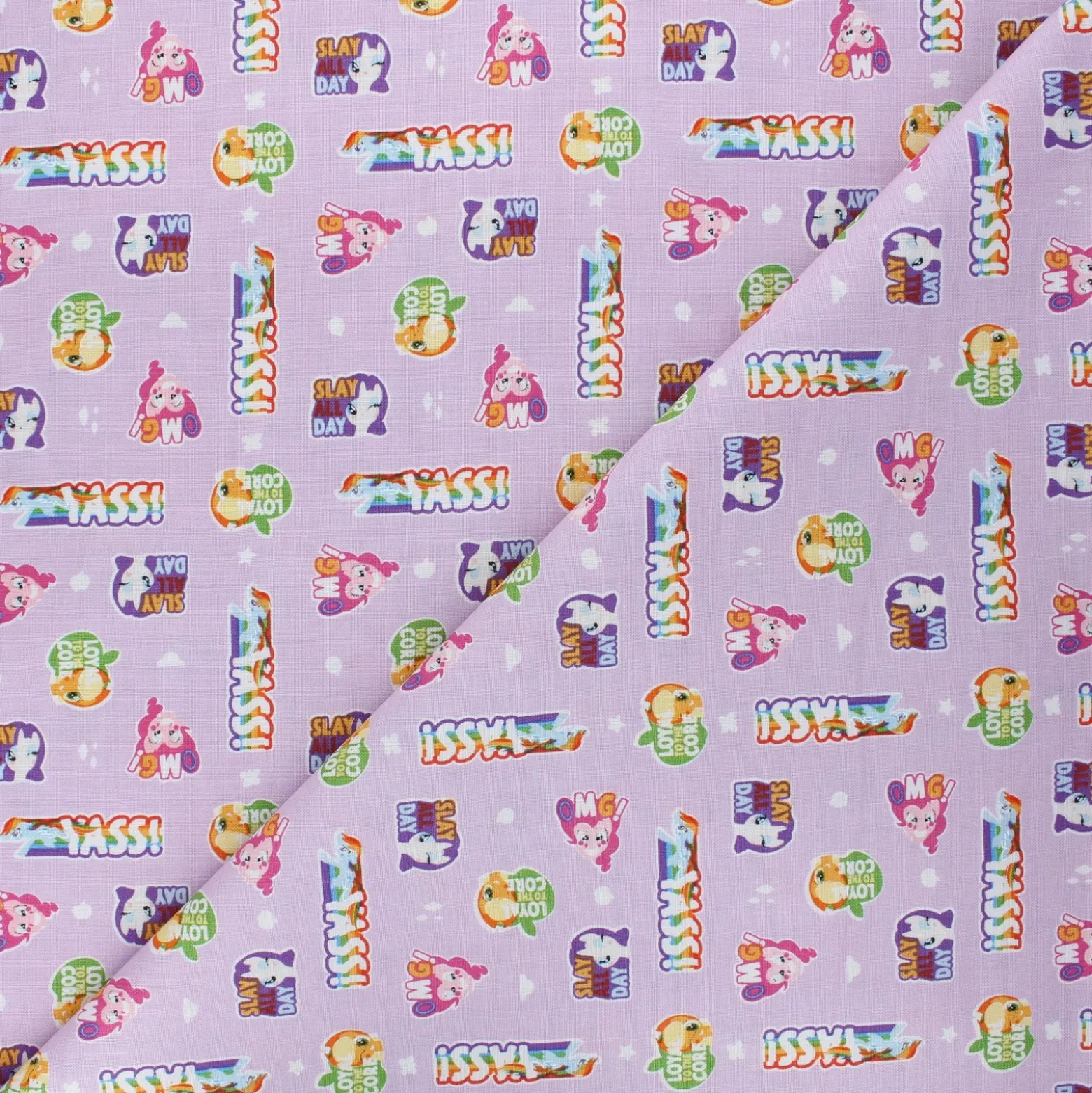 Coupon 100 cm x 110 cm Tissu coton My Little Pony Sticker - lilas