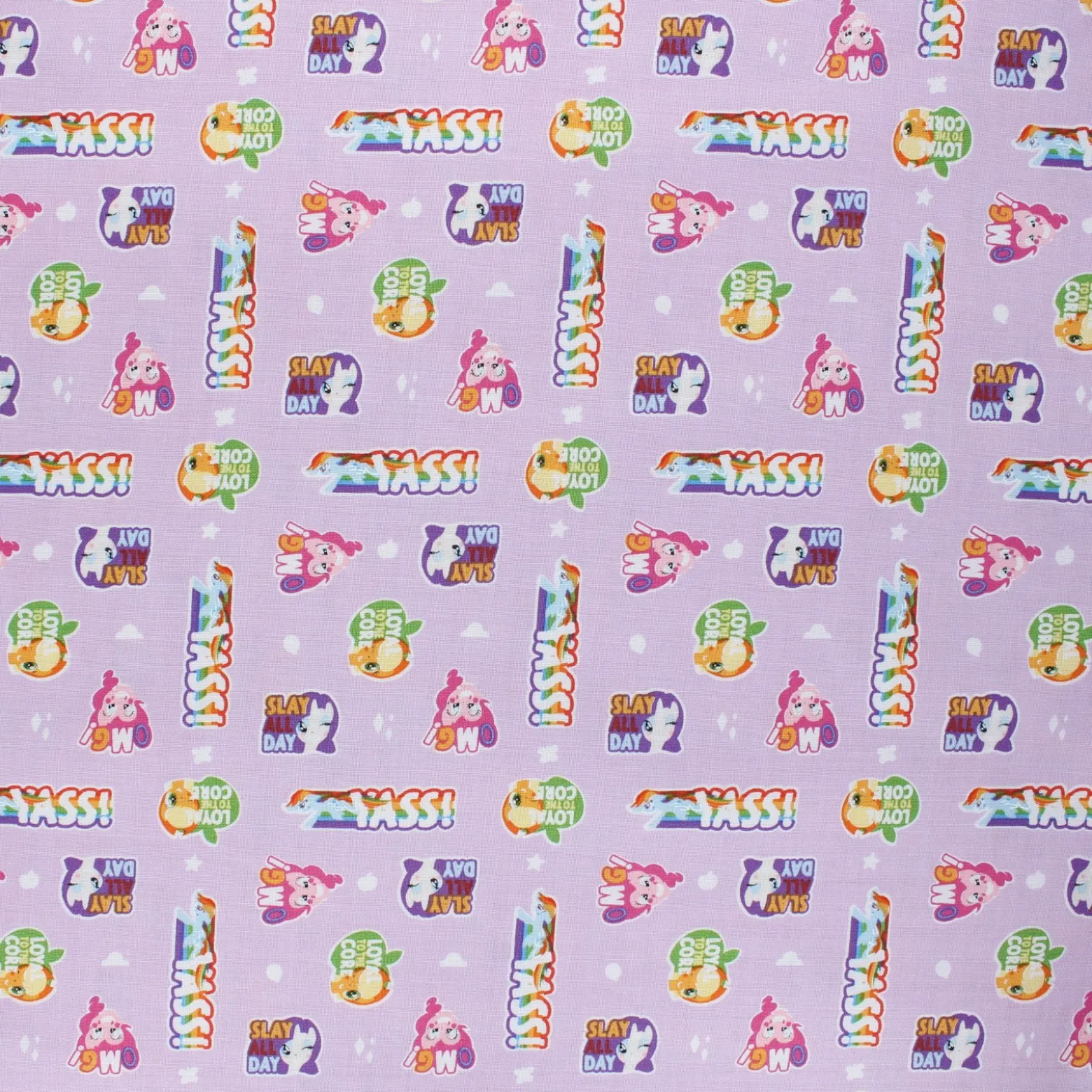 Coupon 100 cm x 110 cm Tissu coton My Little Pony Sticker - lilas