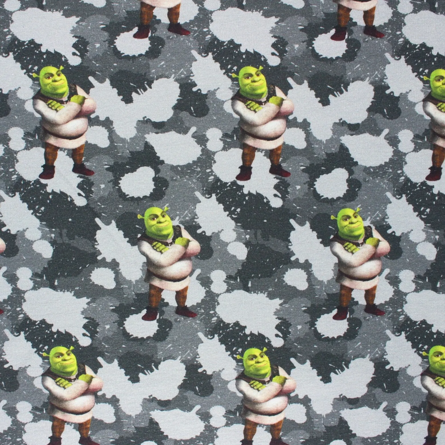 Coupon 100 cm x 140 cm Tissu french terry Camo Shrek - gris