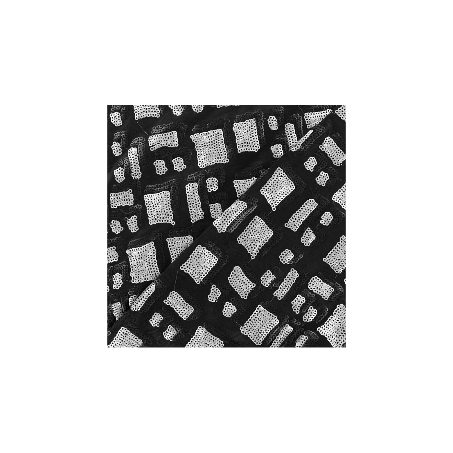 Coupon 100 cm x 150 cm Tissu Lycra Paillettes St Tropez Argent