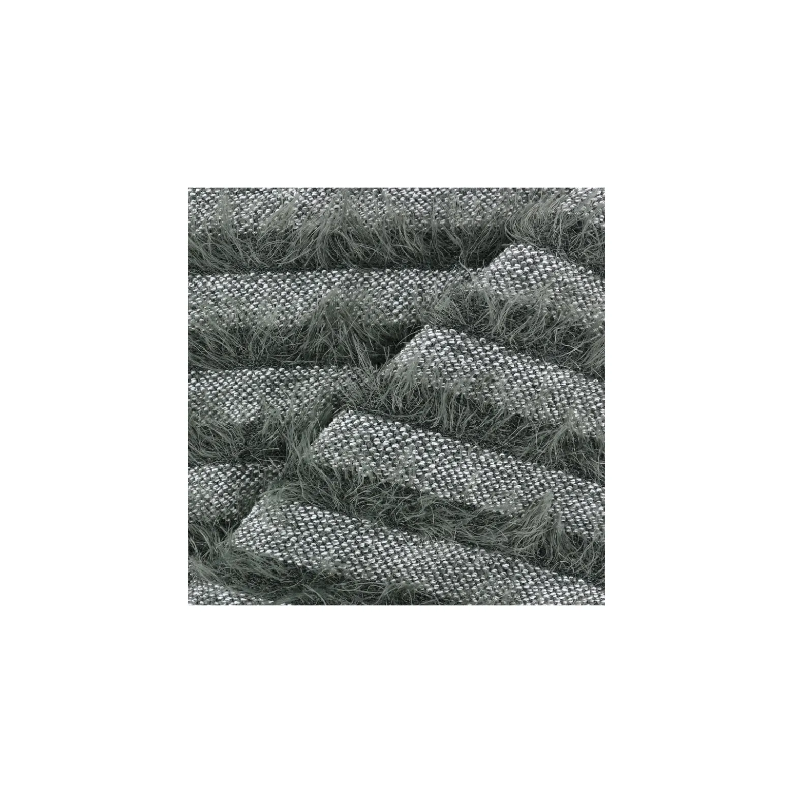 Coupon 150 cm x 135 cm Tissu Maille rayures à poil long - kaki