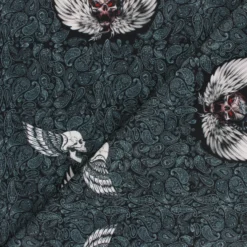 Coupon 100 cm x 150 cm Tissu polyester Crâne ailés - noir
