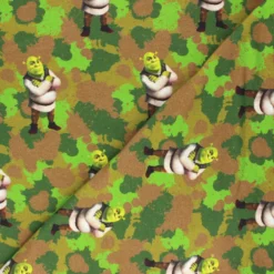Coupon 100 cm x 140 cm Tissu sweat léger Camo Shrek - vert