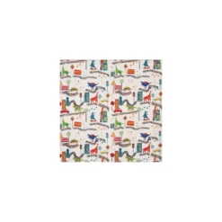 Coupon 100 cm x 136 cm Tissu toile de coton Dino city - écru
