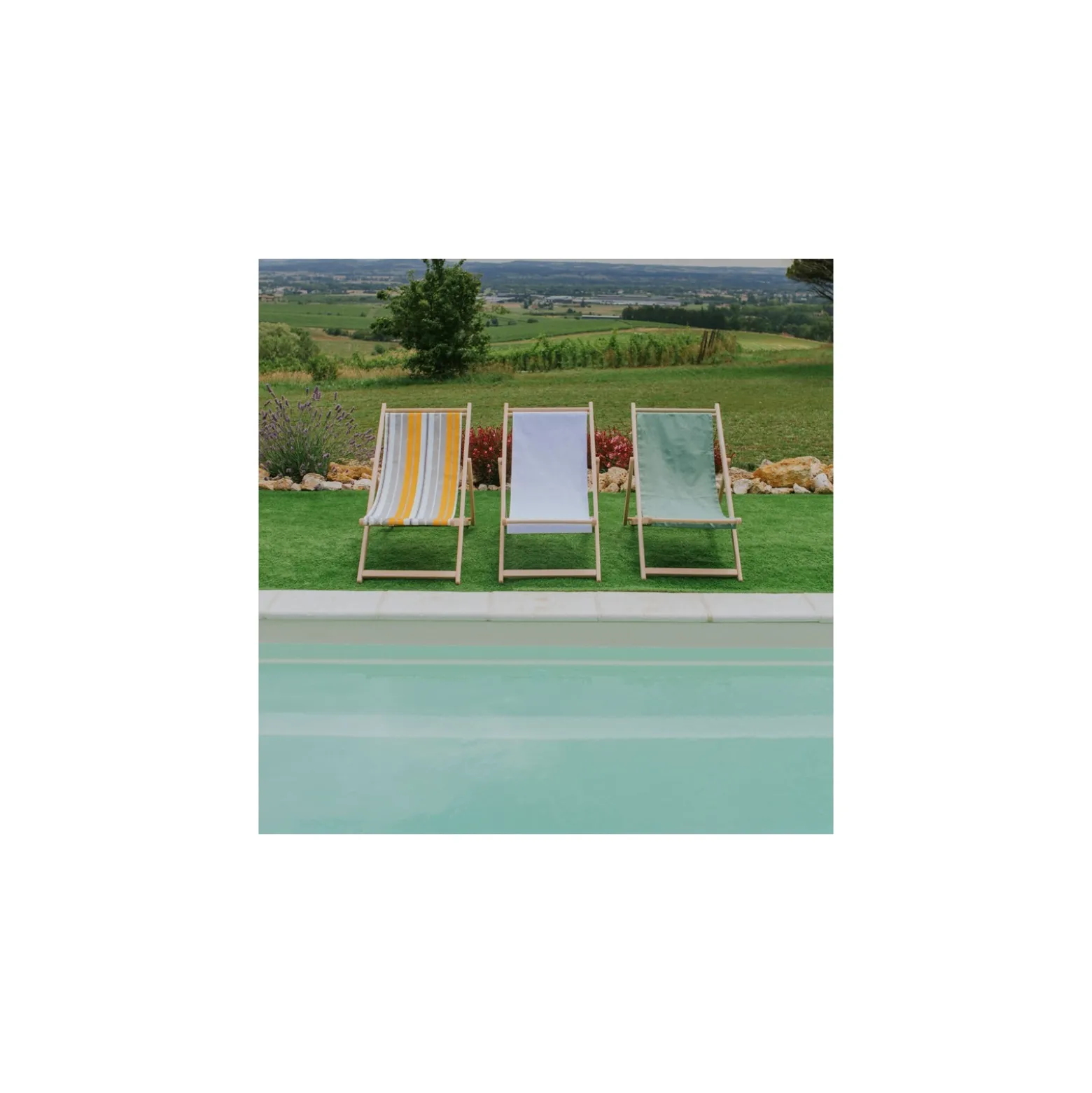 Coupon 150 cm x 45 cm Tissu toile transat avec lisière à coudre - blanc