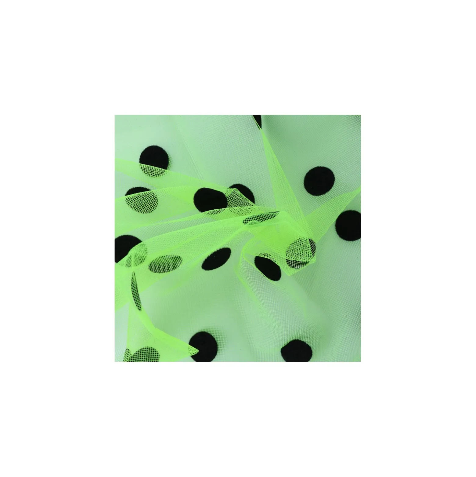 Coupon 100 cm x 140 cmTulle Beauty point Floqué velours - jaune fluo
