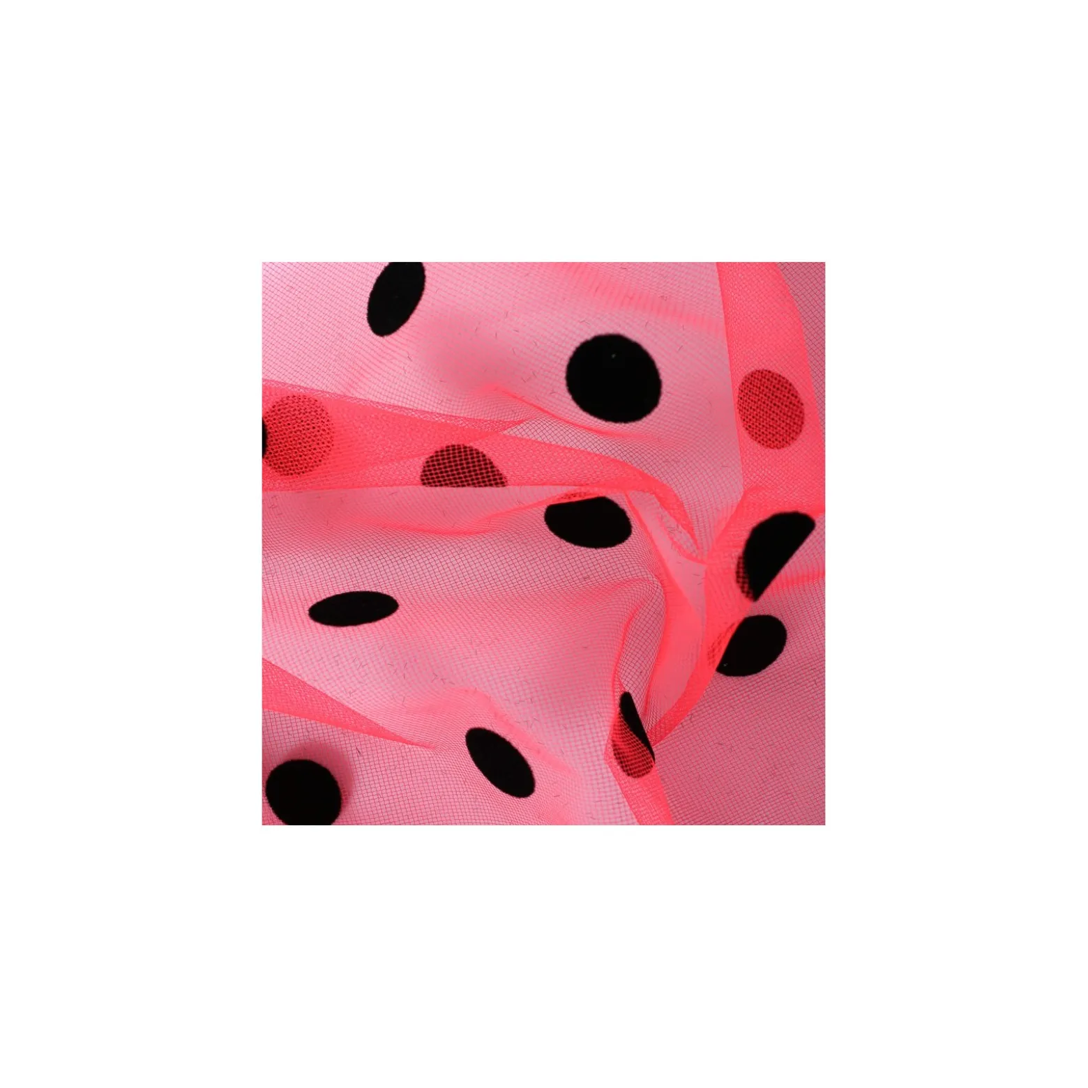 Coupon 100 cm x 140 cm Tulle Beauty point Floqué velours - rouge fluo