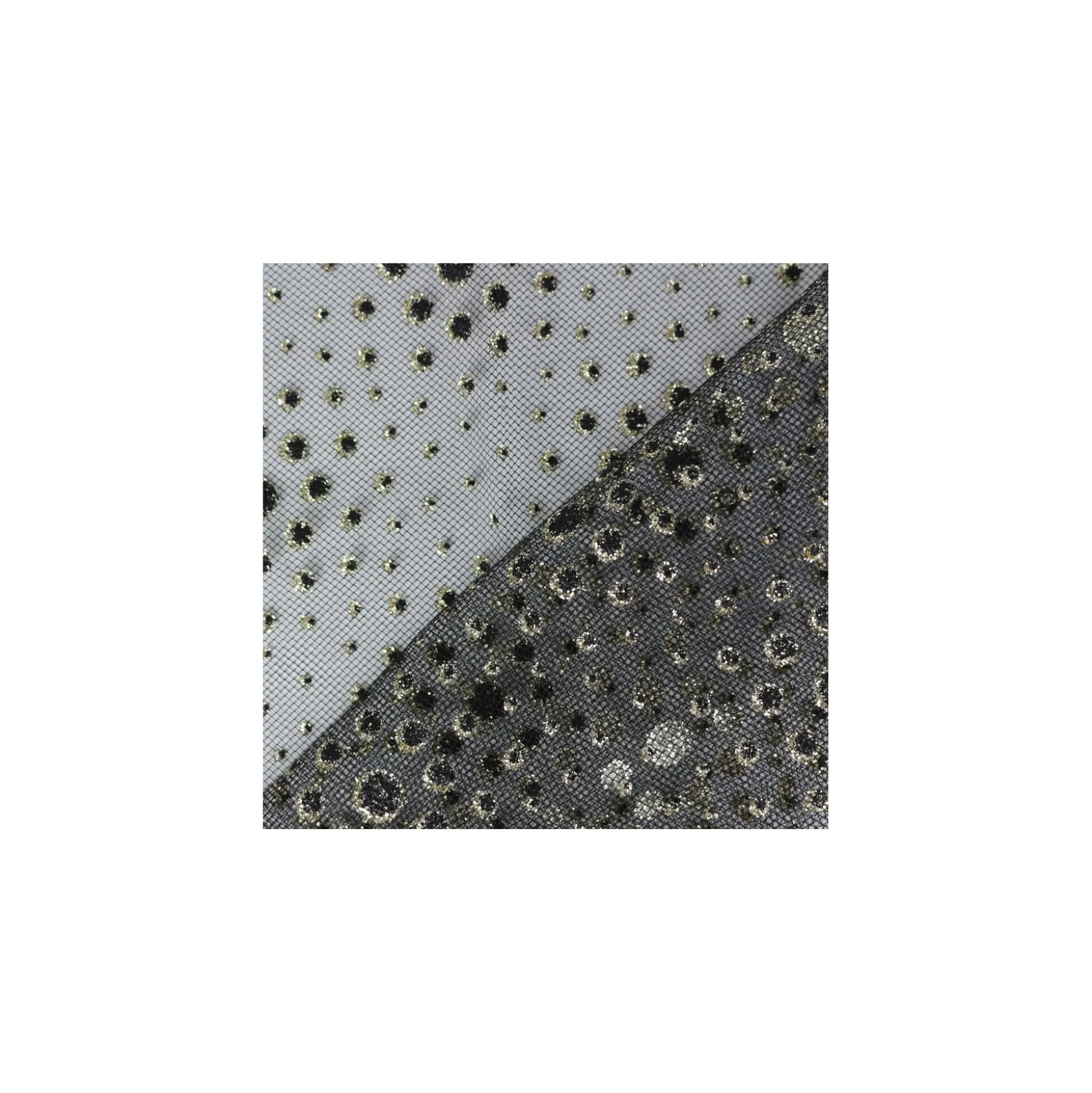 Coupon 100 cm x 140 cm Tulle haute qualité Bulles - or/noir