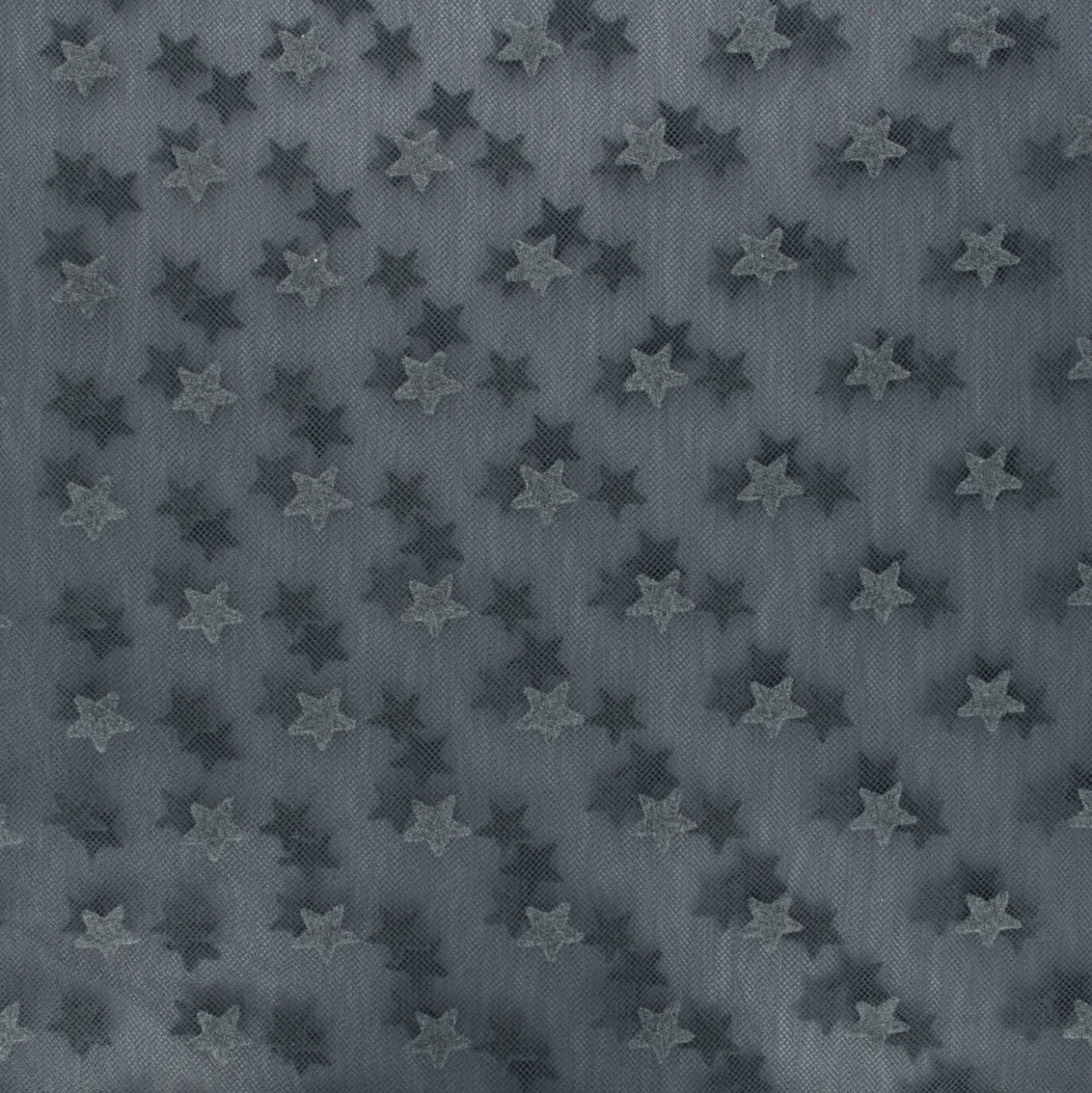 Coupon 100 cm x 145 cm Tulle luxe floqué Etoiles inox/gris
