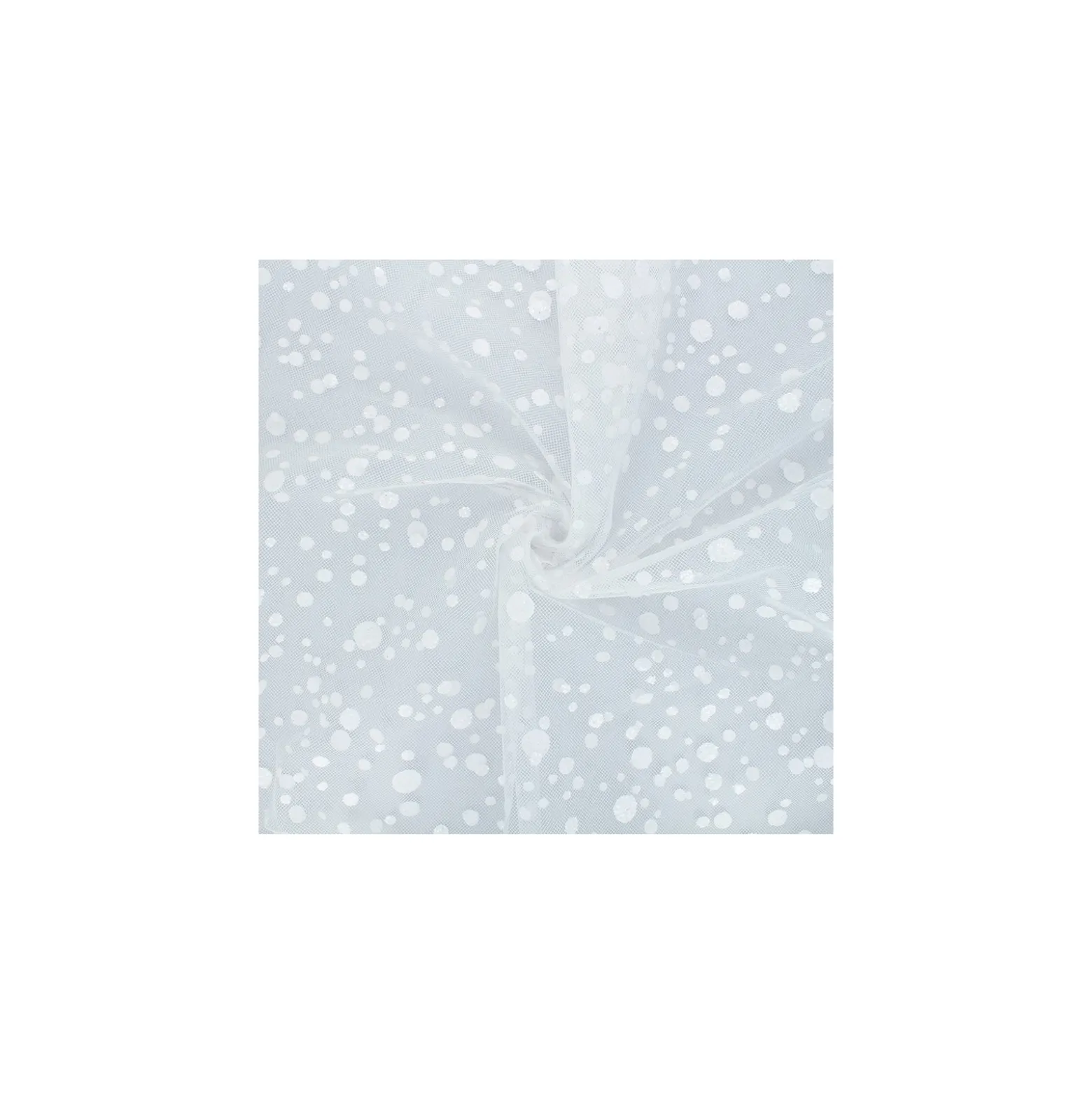 Coupon 150 cm x 140 cm Tulle pastilles paillettées blanc