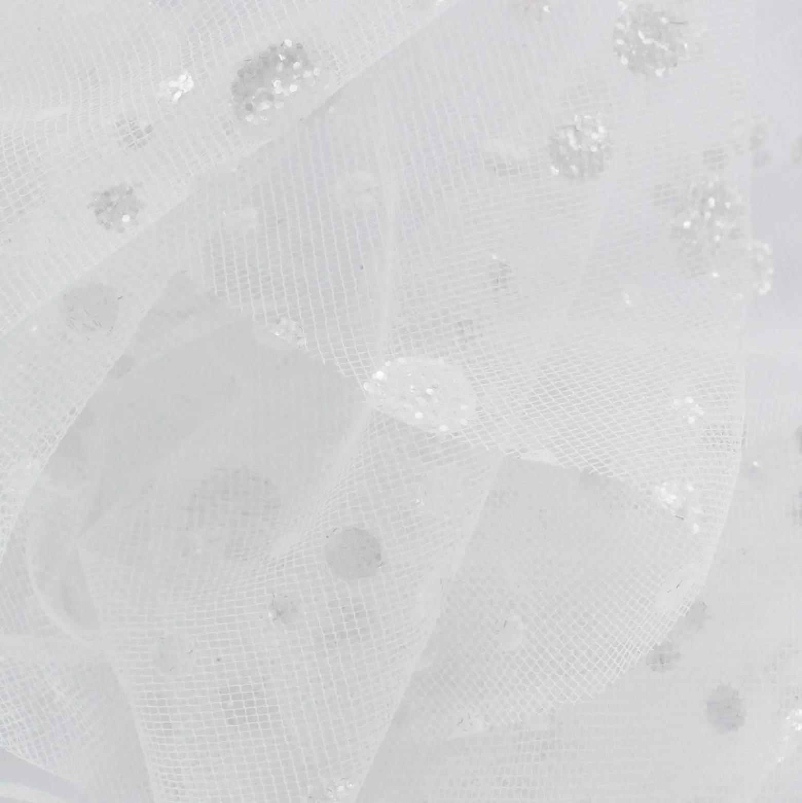 Coupon 150 cm x 140 cm Tulle pastilles paillettées blanc