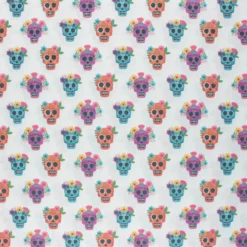 Coupon tissu coton cretonne Floral Calaveras - blanc (50 cm x 140 cm)