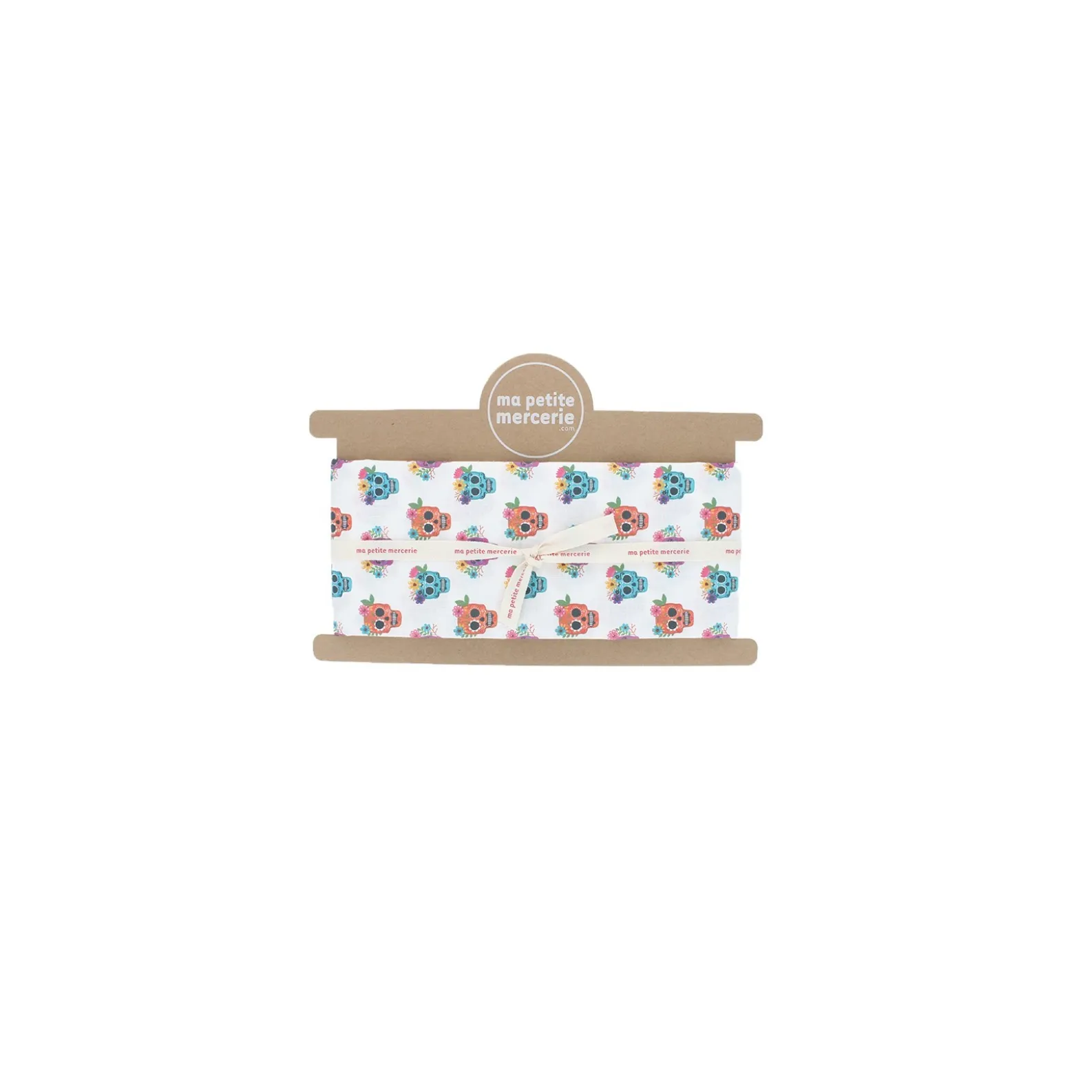 Coupon tissu coton cretonne Floral Calaveras - blanc (50 cm x 140 cm)