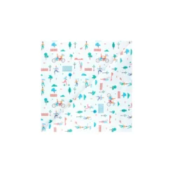 Coupon tissu coton cretonne Journée au parc - blanc (50 cm x 140 cm)