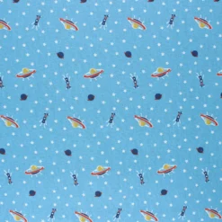 Coupon tissu coton cretonne Martiens - bleu clair (50 cm x 150 cm)