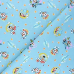 Coupon tissu coton cretonne Nobita Nobi - bleu (50 cm x 150 cm)