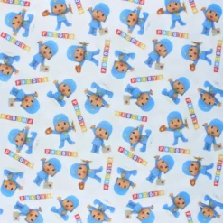Coupon tissu coton cretonne Pocoyo - blanc (50 cm x 150 cm)
