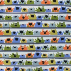 Coupon tissu coton popeline Poppy Monsters - blanc (50 cm x 150 cm)