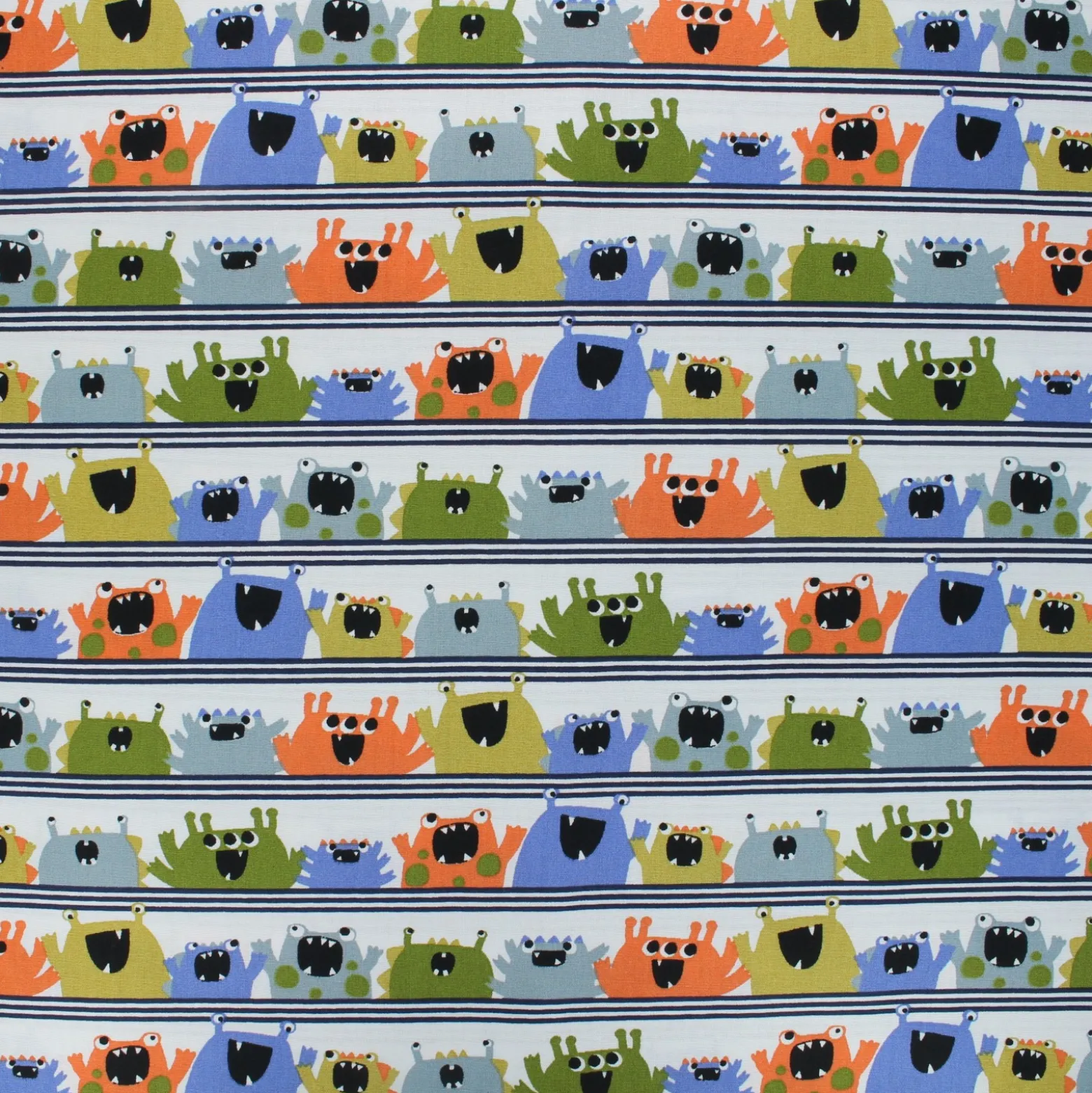 Coupon tissu coton popeline Poppy Monsters - blanc (50 cm x 150 cm)