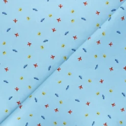 Coupon tissu popeline de coton Poppy Tiny Traffic - bleu glacier (50 cm x 145 cm)