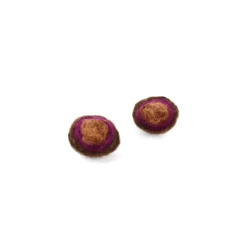Demi-boule en laine bouillie Marron / Marron clair x2