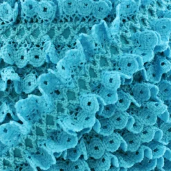 Dentelle froufrou sur ruban satin - turquoise