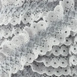 Dentelle froufrou sur ruban satin - gris clair