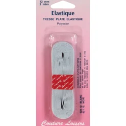 Elastique 12 mm tissé souple blanc - long.2 m - Couture loisirs