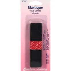 Elastique 25 mm tissé souple noir - long. 1 m - Couture loisirs