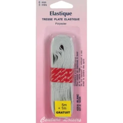 Elastique 6 mm tresse plate blanche -long 5 m - Couture loisirs