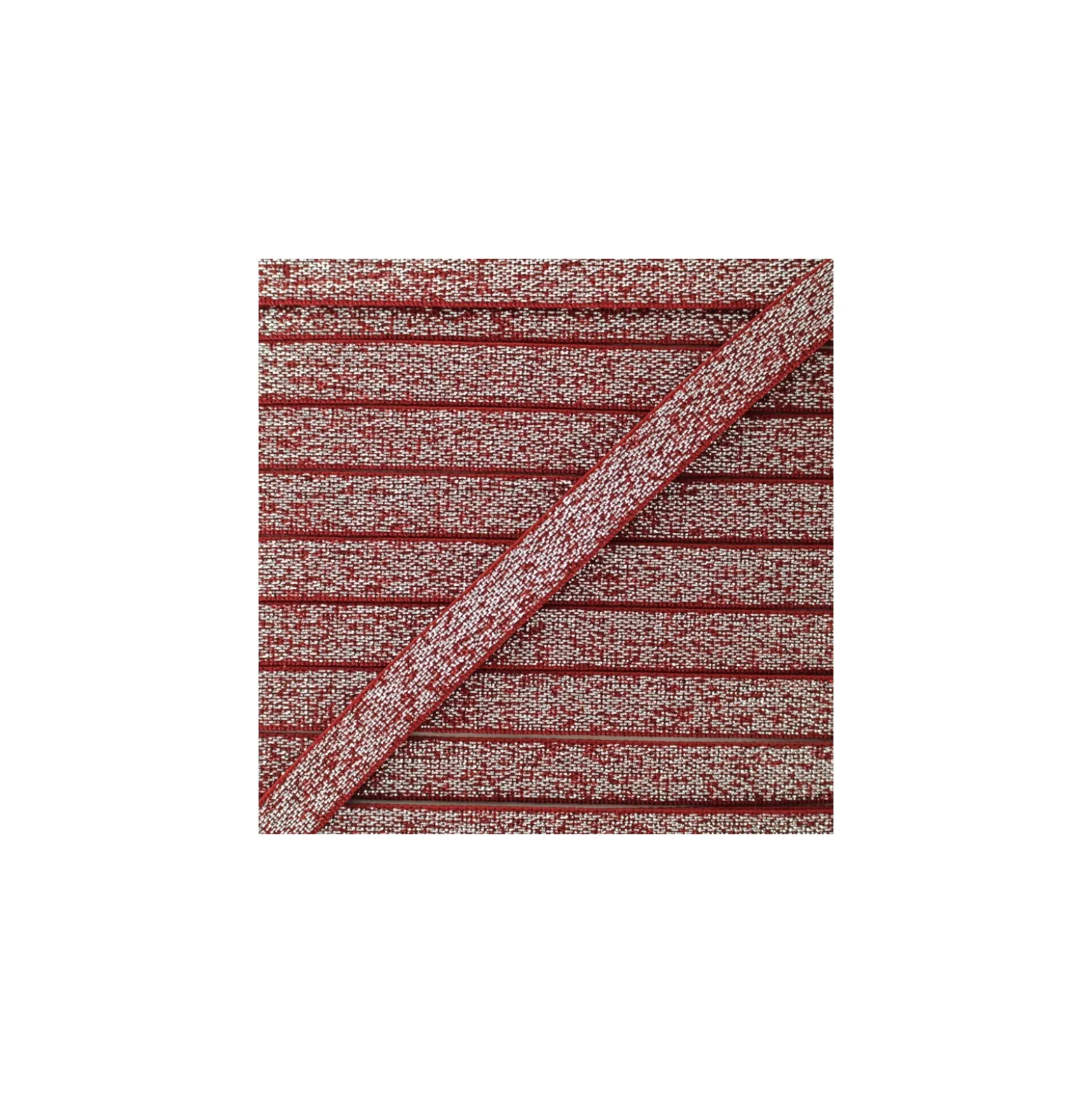 Elastique Plat Lurex Argent 10mm - Carmin