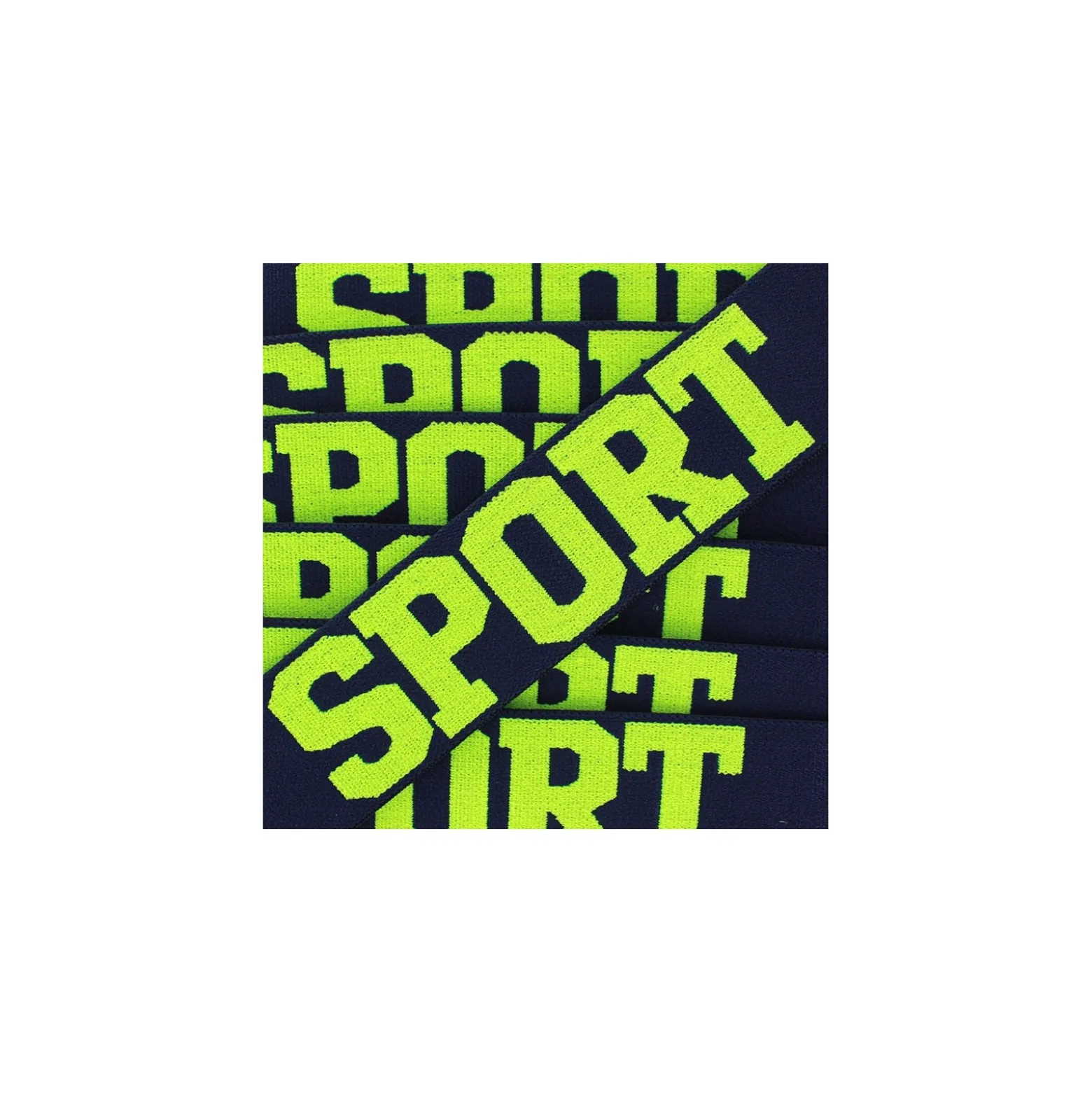 Elastique plat Sport - jaune fluo/marine