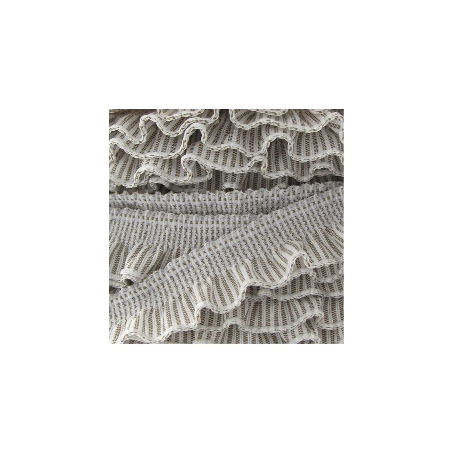 Elastique volant rayé beige clair