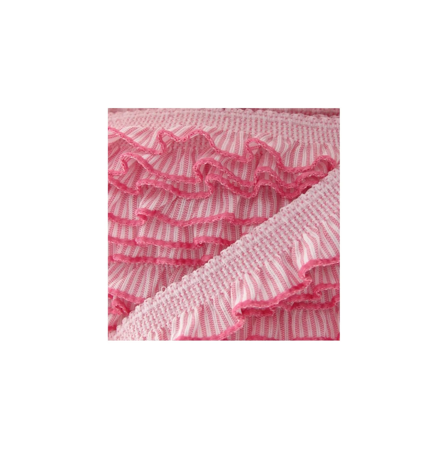 Elastique volant rayé rose