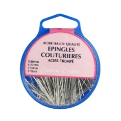 Epingles couture nickelées ±310 pcs 25g- 27x0.6mm- Couture loisirs