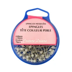 Epingles tête couleur perle x75 - 34x0,65mm - Couture loisirs