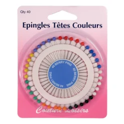 Epingles têtes couleurs X40 -34 mm x 0.62 mm - Couture loisirs