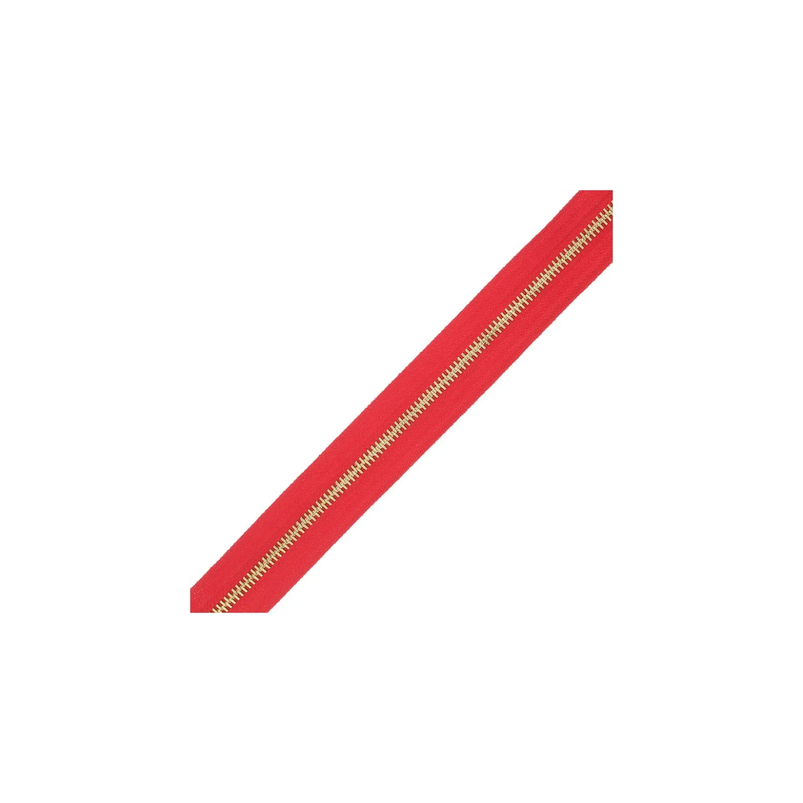 Fermeture Eclair® au mètre laiton - rouge
