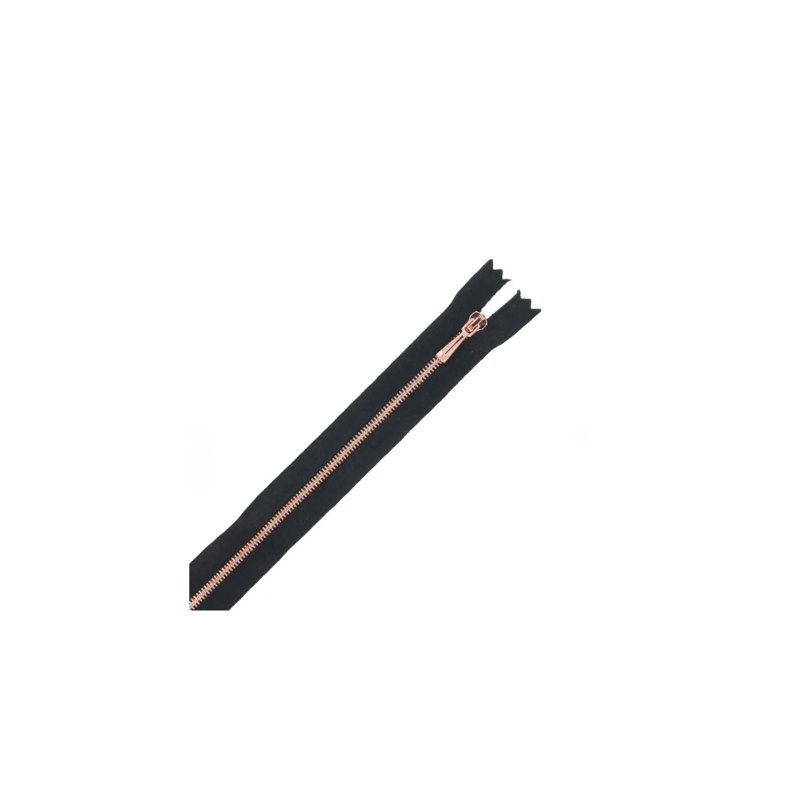Fermeture à glissière non séparable métal cuivré satinée - noir