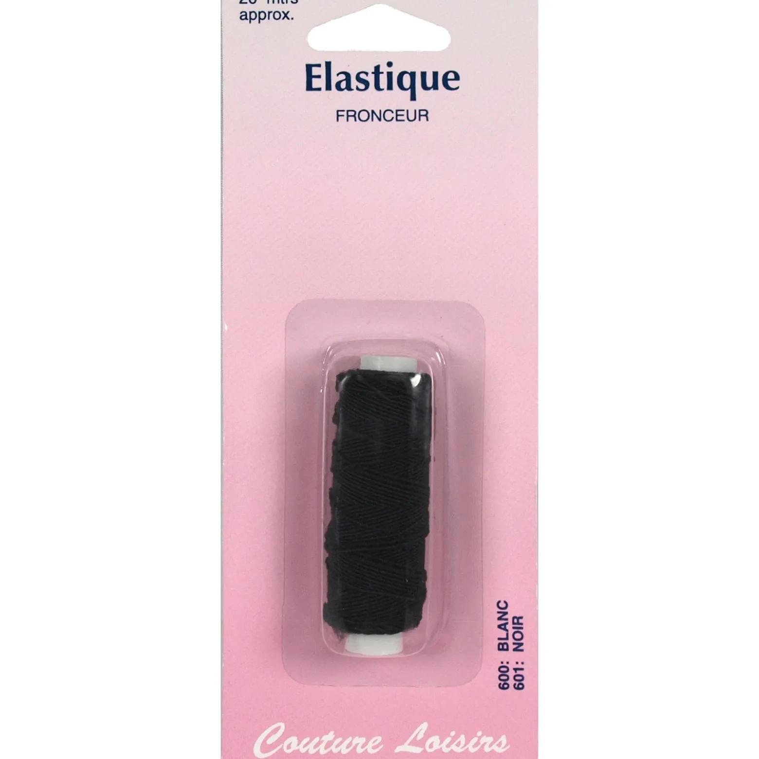 Fil de fronce élastique noir - long 20 m - Couture loisirs